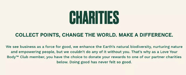 Loyalty program by the body shop