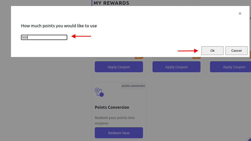 Customers can choose points to redeem