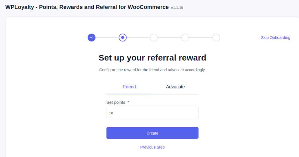 setup your referral reward