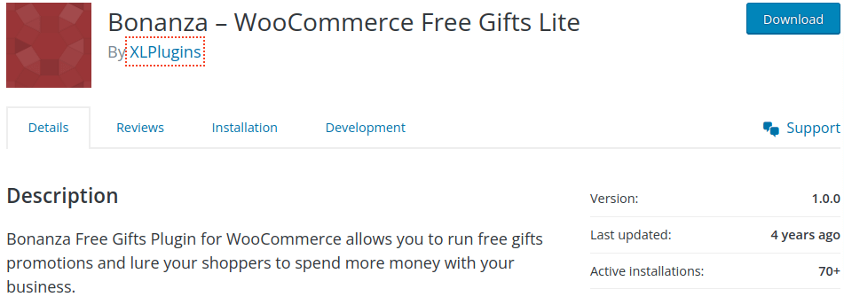 Bonanza WooCommerce free gift plugin