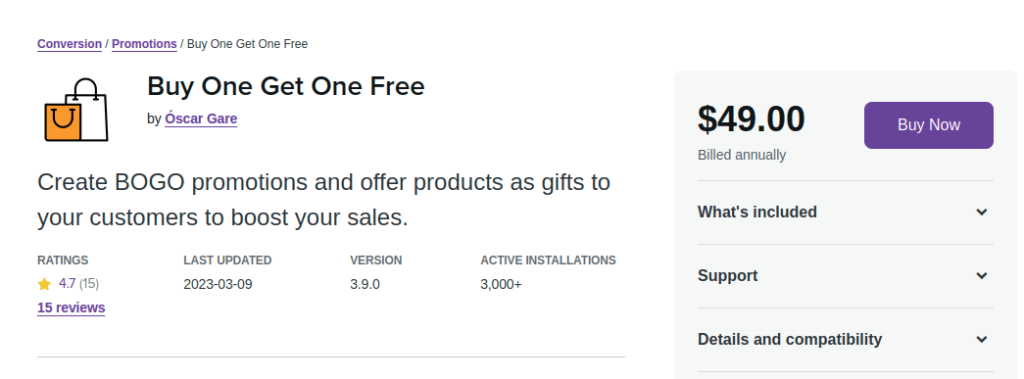 Buy One Get One Free plugin WooCommerce by Oscar Gare