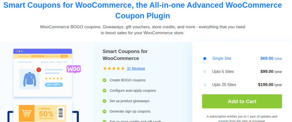 Gift plugin by Smart coupons for WooCommerce