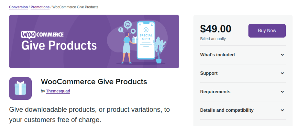 WooCommerce Give Products by Themesquad
