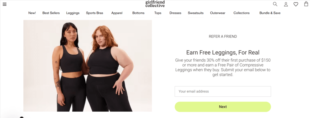 Girlfriend collective ecommerce customer acquisition example