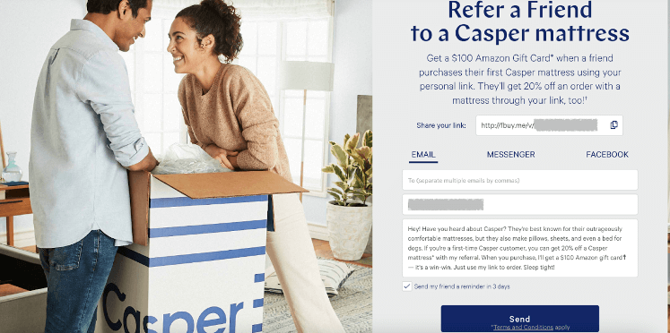  Casper’s Refer a friend program