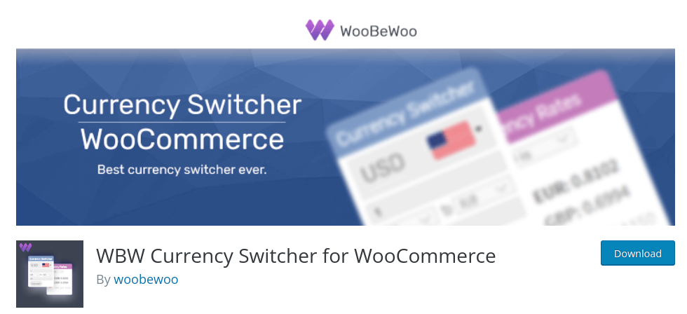 Currency switcher for WooCommerce by Woobewoo
