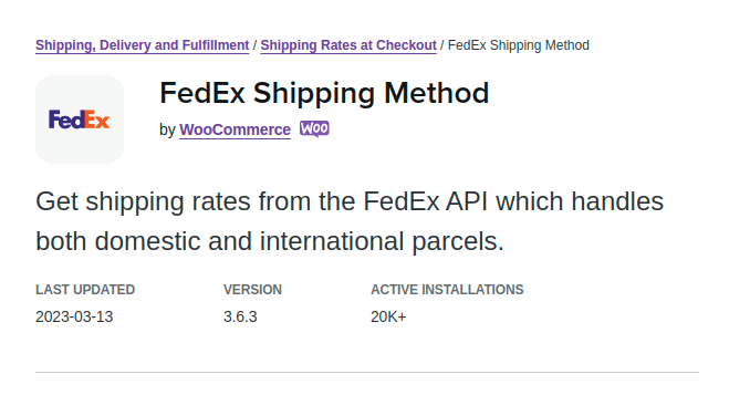 Shipping method plugin for WooCommerce by FedEx