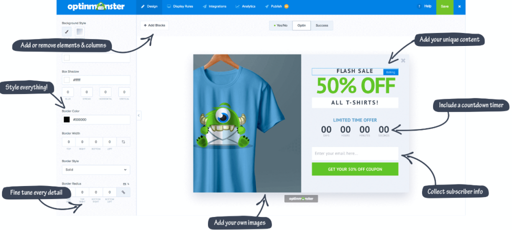 WooCommerce popup form by Optinmonster