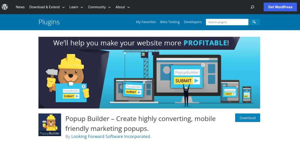 WordPres Popup Builder by Looking Forward Software