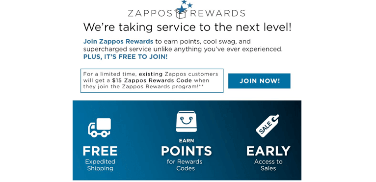 Zappos loyalty rewards program
