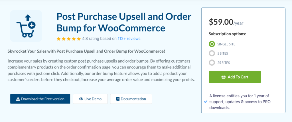 Post purchase upsell and order bump for woocommerce