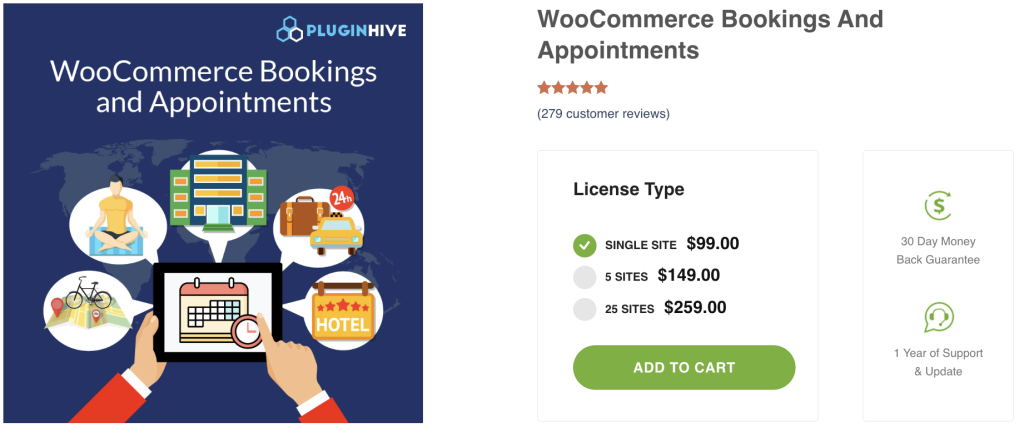Woocommerce booking and appointments