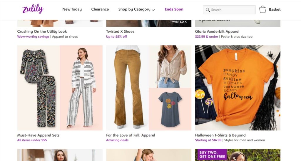 Pricing models designed by the Zulily website