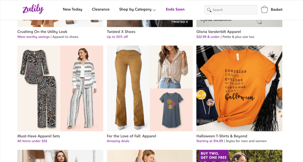 Pricing models designed by the Zulily website
