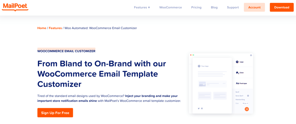 WooCommerce email customizer by MailPoet