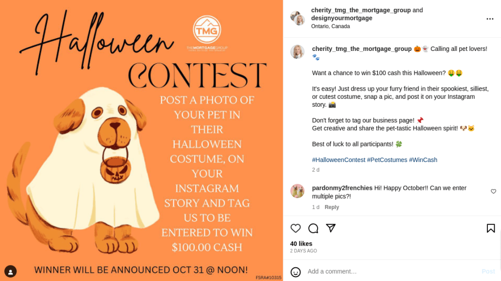  Interactive Halloween contest post on Instagram