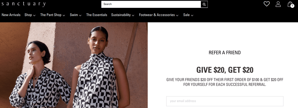 Sanctuary Clothing: Chic Sustainability Referral Program Example