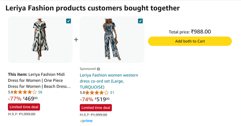 Amazon product page showing 'Frequently bought together' section with discounted Cyber Monday prices.