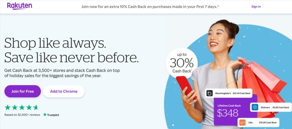 Rakuten’s cash back loyalty program