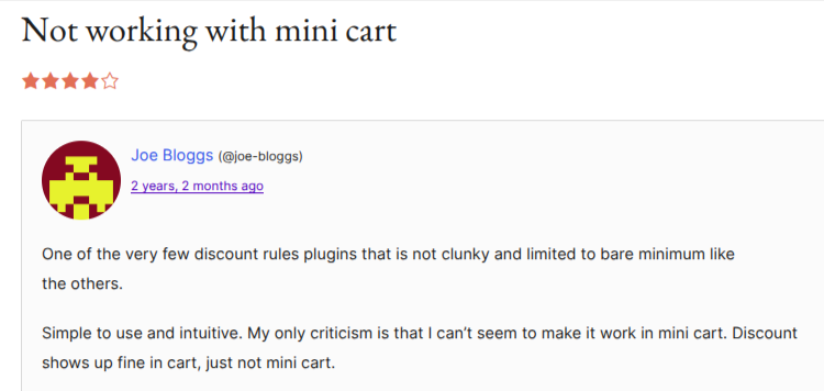 A customer likes how the plugin is easy to use. But, had a small concern in its working upon the mini cart.