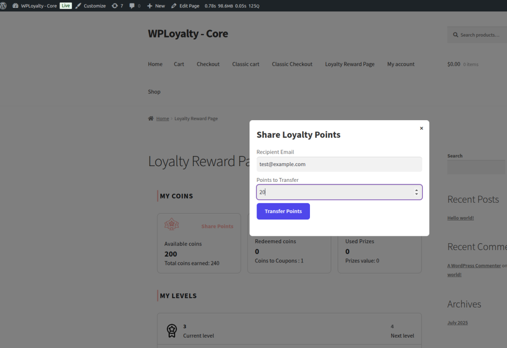 Customers can go to Share Points