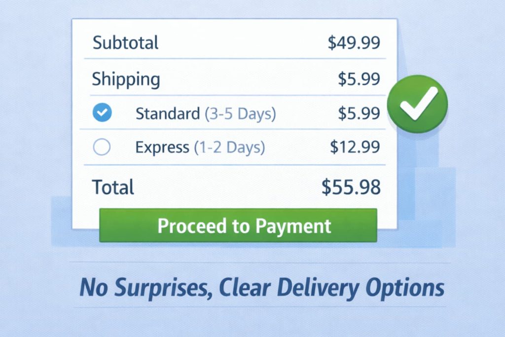 -Clear shipping costs and delivery speed displayed in WooCommerce checkout.-