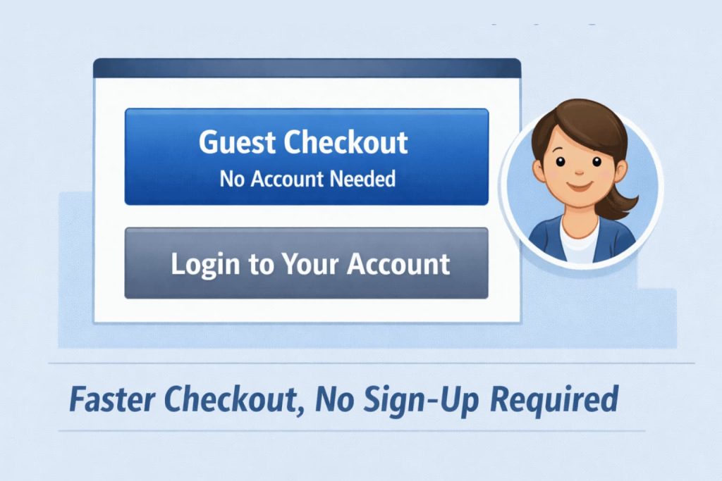 -WooCommerce guest checkout with simplified login for a faster purchase.-