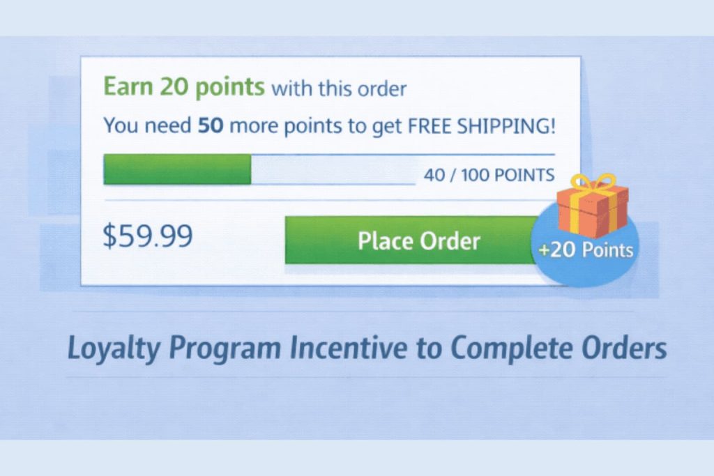-WooCommerce loyalty points progress showing earned points for free shipping reward.-