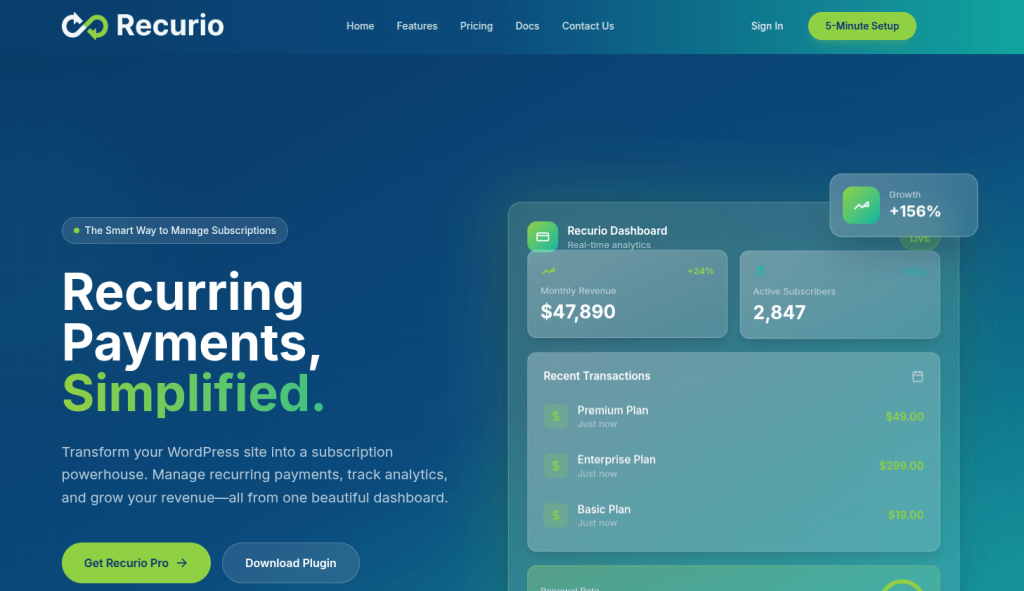 Recurio Official Page Imag