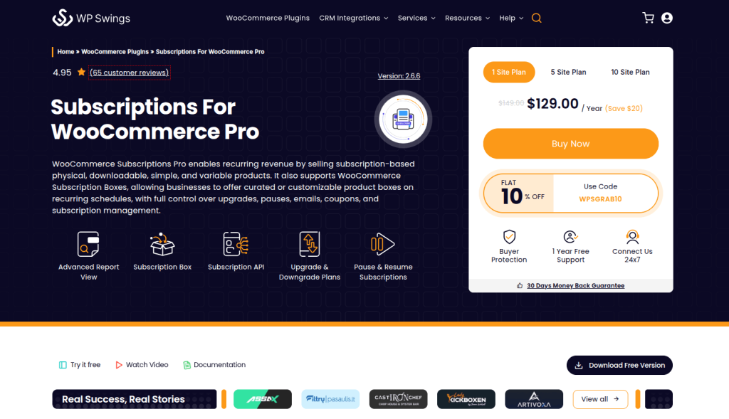 WooCommerce Subscription Plugin by WP Swings Home Page