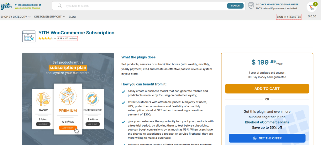 YITH WooCommerce Subscription Home Page