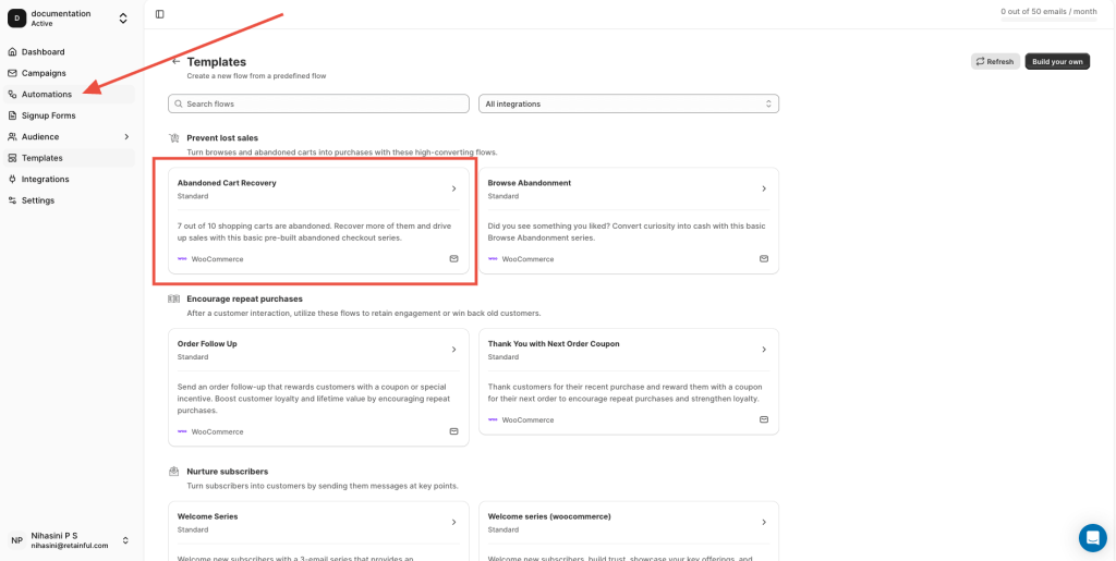 Retainful Automation workflow builder