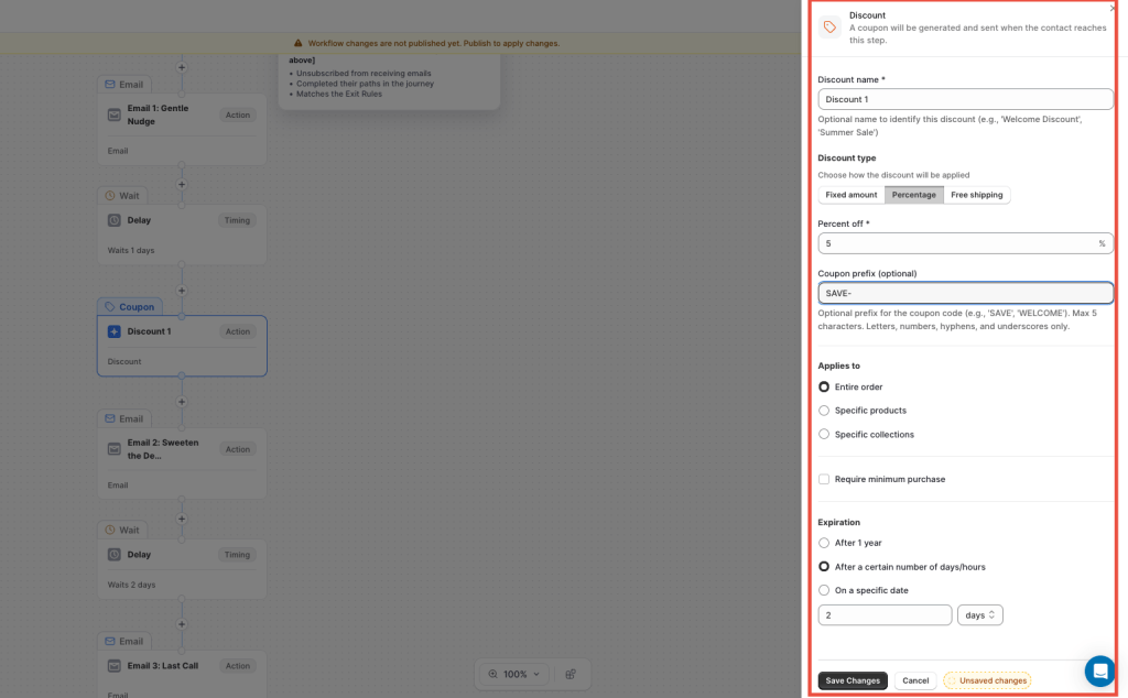 Retainful Coupon creation Settings