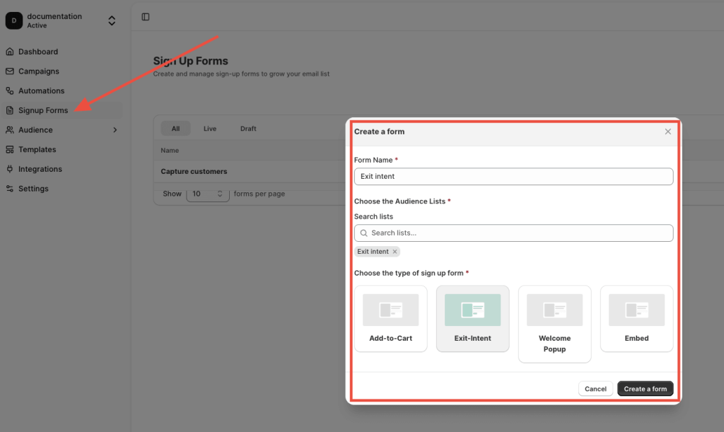 Retainful Exit-Intent popup builder